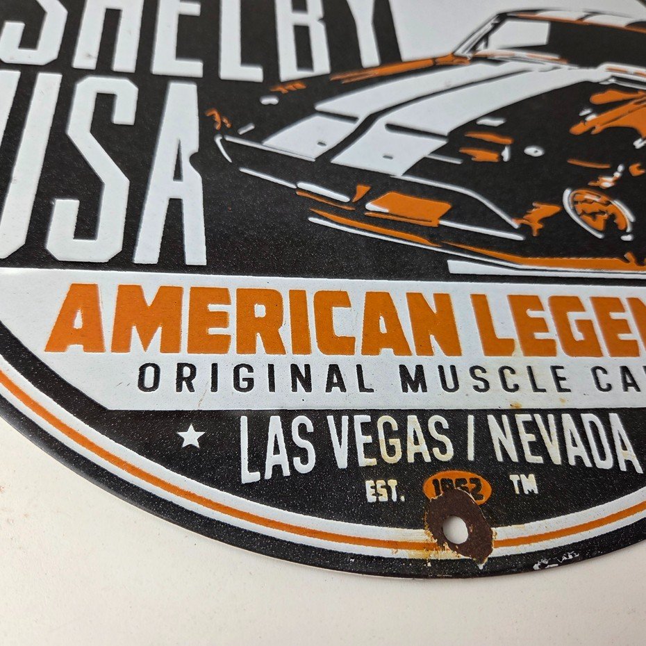 Vintage Shelby Porcelain Sign - American Legend Ford Gas Pump Racing Sign - Image 7