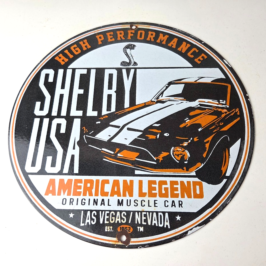 Vintage Shelby Porcelain Sign - American Legend Ford Gas Pump Racing Sign - Image 8