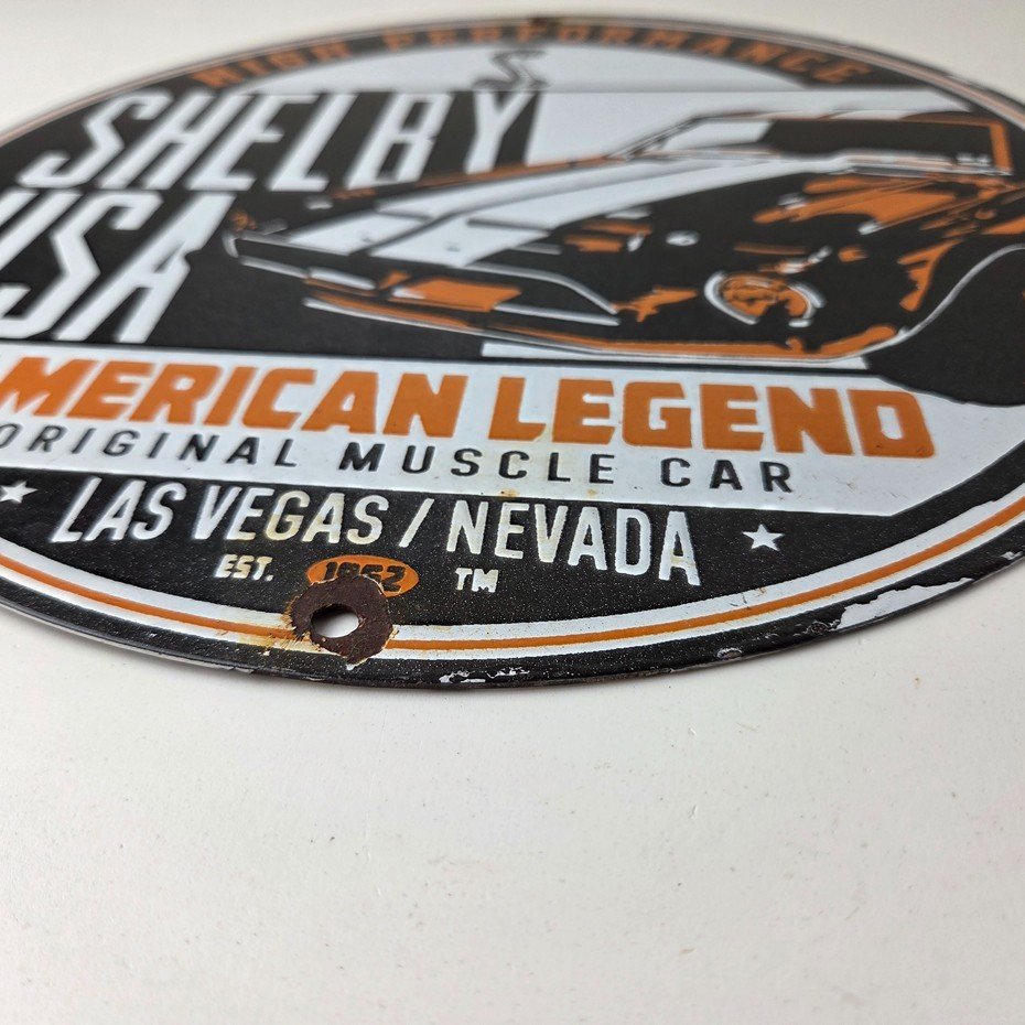 Vintage Shelby Porcelain Sign - American Legend Ford Gas Pump Racing Sign - Image 9