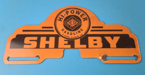 Vintage Shelby Sign Topper Gas Power Auto Car Porcelain License Plate Topper 305905701005