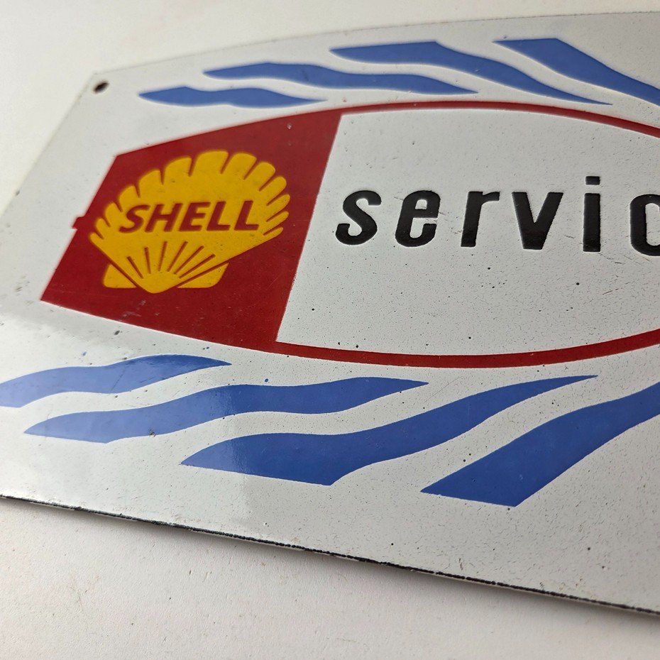 Vintage Shell Gasoline Sign - Marine Boat Porcelain Gas Pump Plate Sign - Image 15