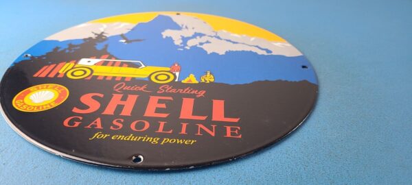 Vintage Shell Gasoline Sign Yosemite Quick Starting Gas Pump Porcelain Sign 305749945225 10