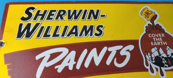 Vintage Sherwin Williams Sign Custom Paints Porcelain Gas Oil Pump Sign 305789112285 3