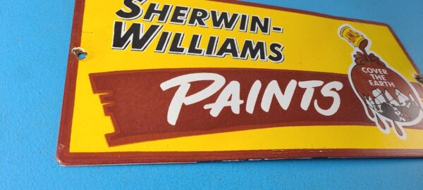 Vintage Sherwin Williams Sign Custom Paints Porcelain Gas Oil Pump Sign 305789112285 5