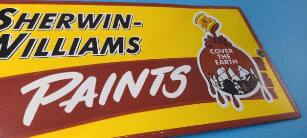 Vintage Sherwin Williams Sign Custom Paints Porcelain Gas Oil Pump Sign 305789112285 6