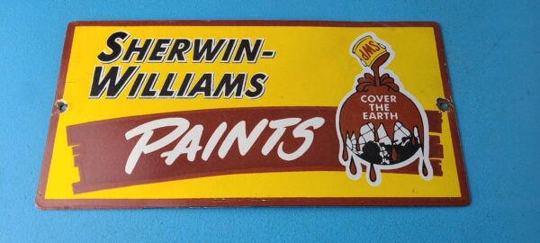 Vintage Sherwin Williams Sign Custom Paints Porcelain Gas Oil Pump Sign 305789112285