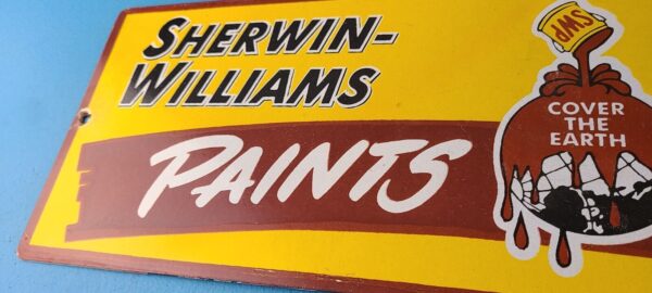 Vintage Sherwin Williams Sign Custom Paints Porcelain Gas Oil Pump Sign 305789112285 9