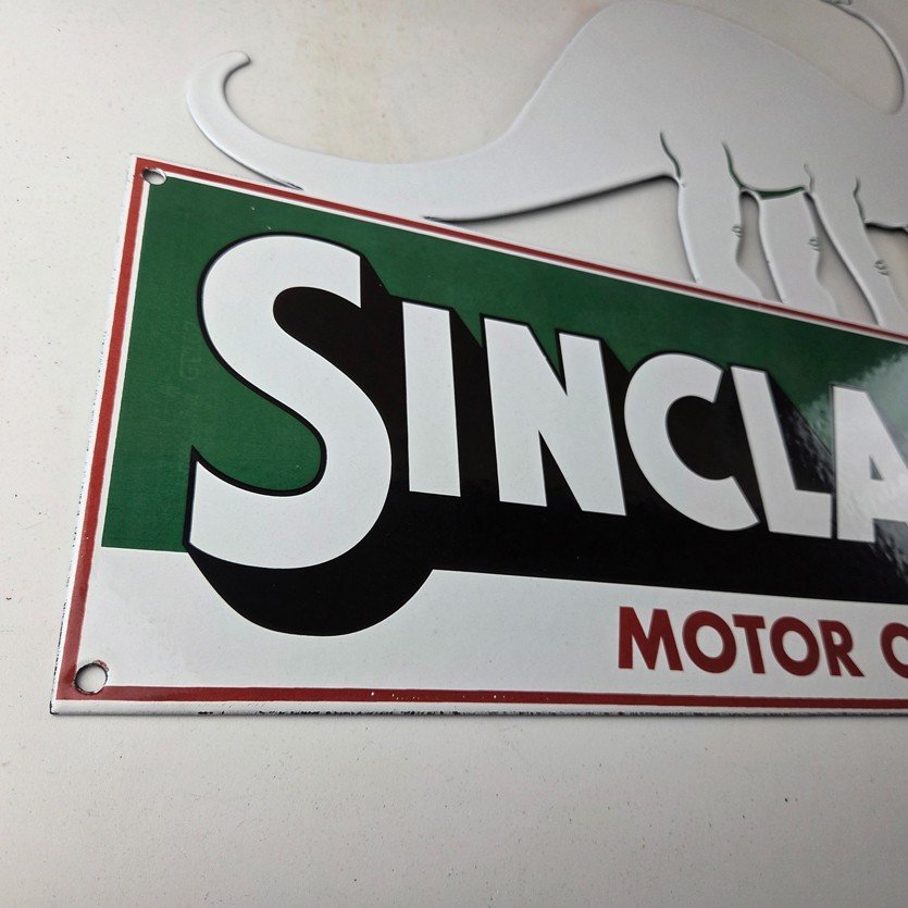 Vintage Sinclair Gasoline Sign - Dino Service Station Pump Porcelain Sign - Image 11