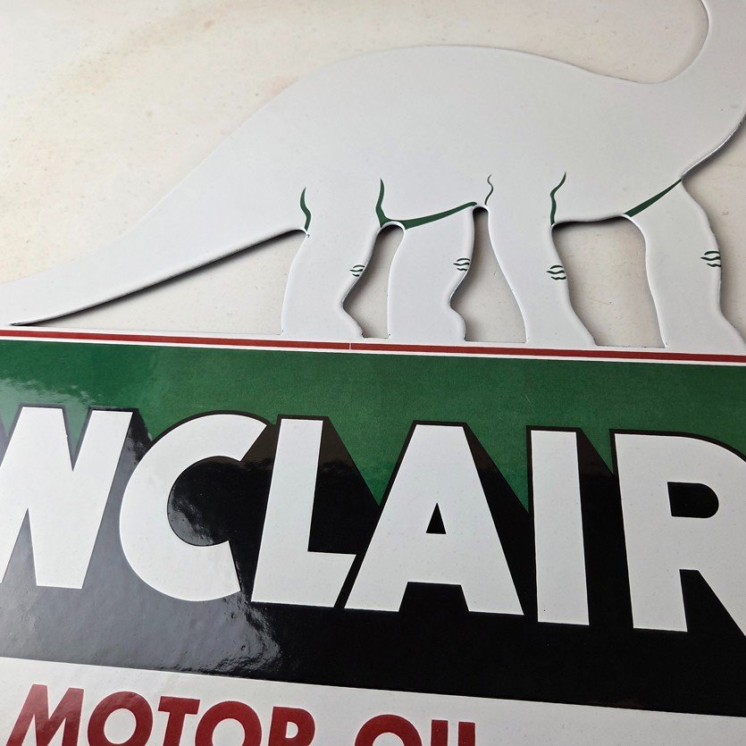 Vintage Sinclair Gasoline Sign - Dino Service Station Pump Porcelain Sign - Image 4