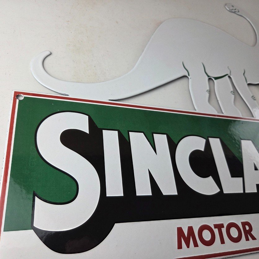 Vintage Sinclair Gasoline Sign - Dino Service Station Pump Porcelain Sign - Image 6