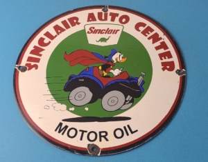 Vintage Sinclair Gasoline Sign Disney Duck Porcelain Gas Oil Pump Auto Sign 305903849455