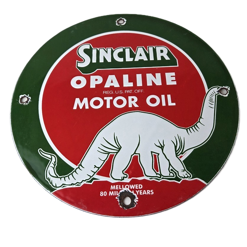 Vintage Sinclair Opaline Sign - Gas Motor Oil Porcelain Advertisement Sign