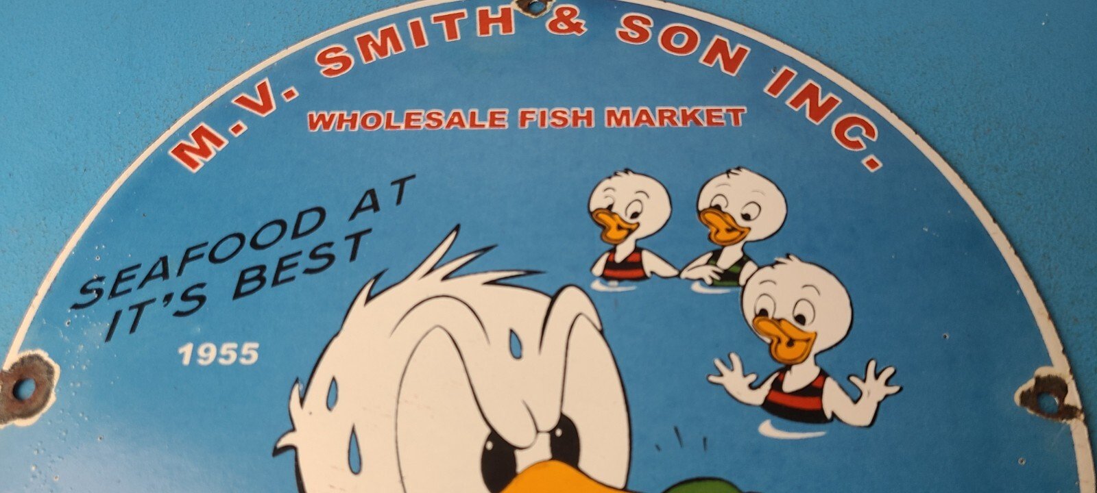 Vintage Smith & Son Sign - Fish Market Seafood Porcelain Gas Pump Sign - Image 3