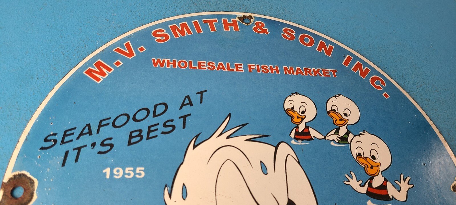 Vintage Smith & Son Sign - Fish Market Seafood Porcelain Gas Pump Sign - Image 5