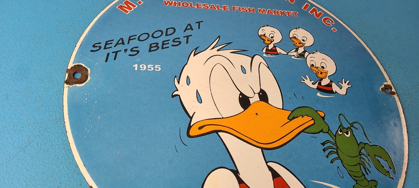 Vintage Smith & Son Sign - Fish Market Seafood Porcelain Gas Pump Sign - Image 6