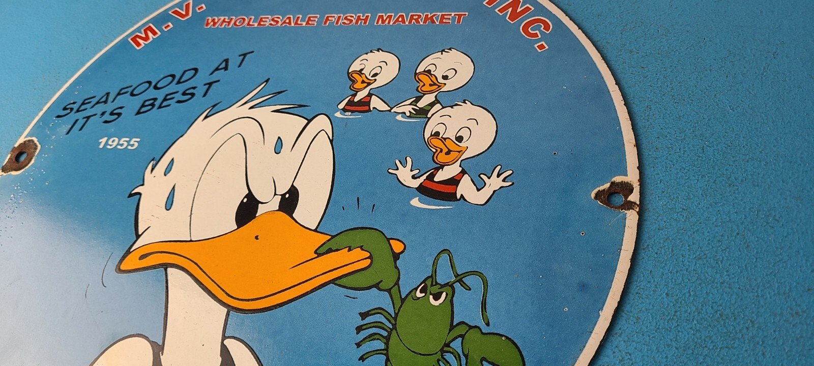 Vintage Smith & Son Sign - Fish Market Seafood Porcelain Gas Pump Sign - Image 9