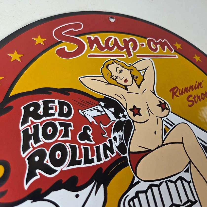 Vintage Snap-On Tools Porcelain Sign - Auto Wrench Gas Service Garage Shop Sign - Image 5