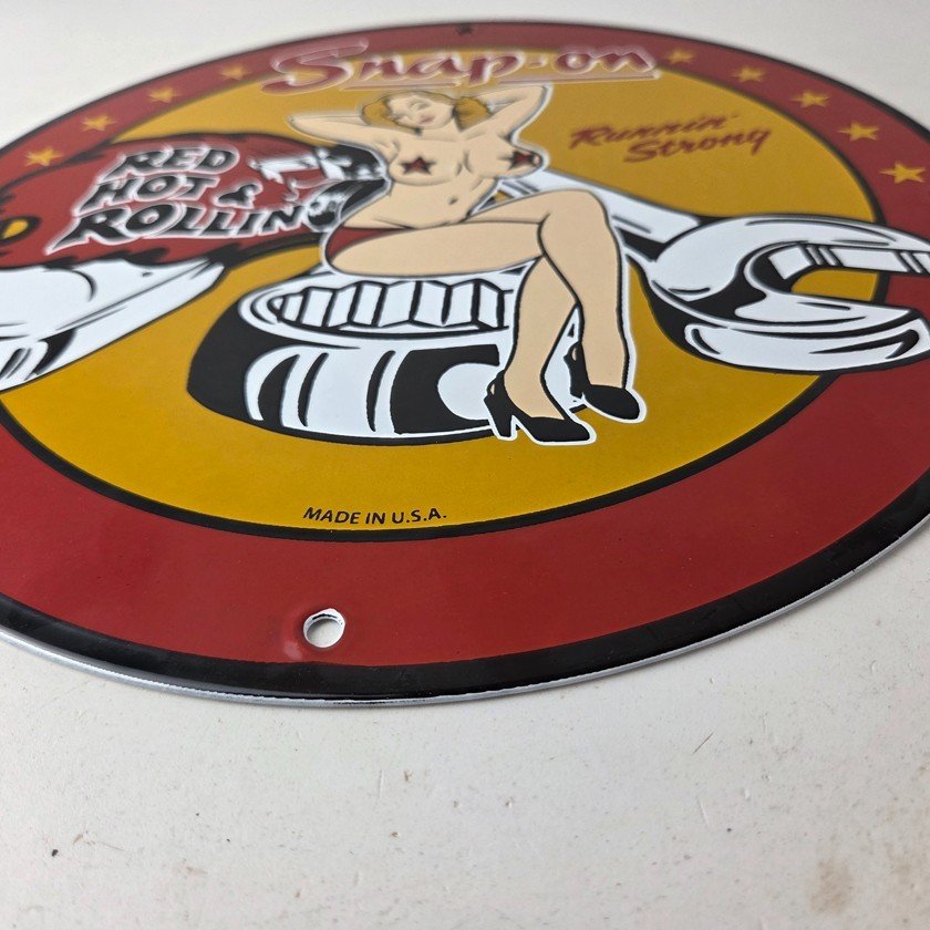 Vintage Snap-On Tools Porcelain Sign - Auto Wrench Gas Service Garage Shop Sign - Image 10