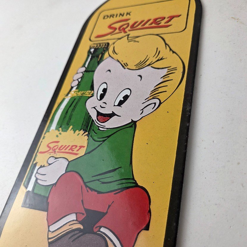 Vintage Squirt Soda Boy Sign - Gas Sales Pump Wall Service Porcelain Sign - Image 13