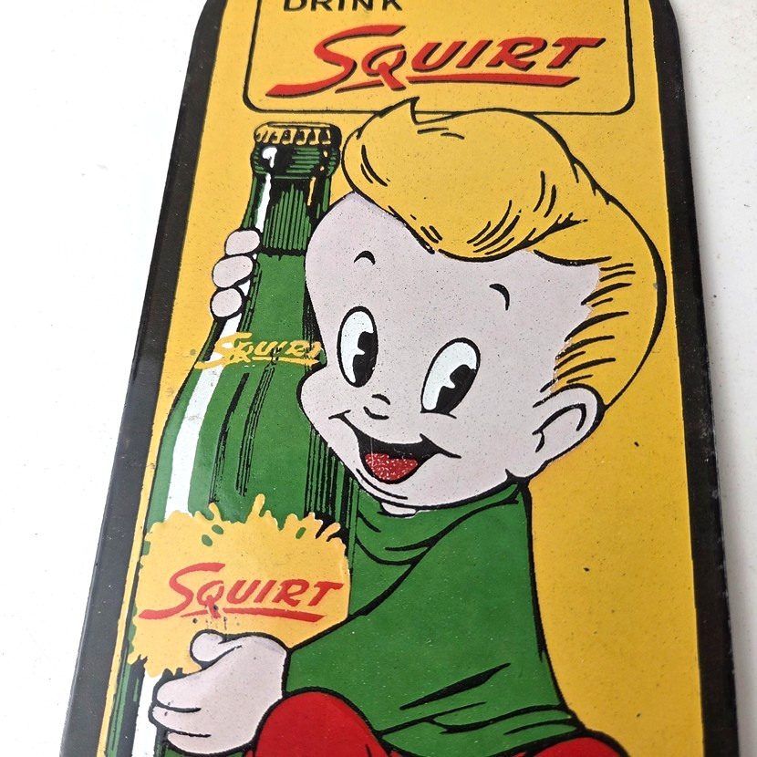 Vintage Squirt Soda Boy Sign - Gas Sales Pump Wall Service Porcelain Sign - Image 3