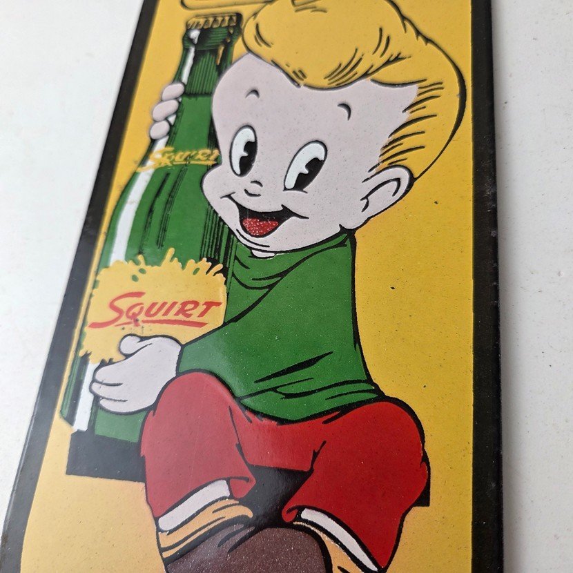 Vintage Squirt Soda Boy Sign - Gas Sales Pump Wall Service Porcelain Sign - Image 4