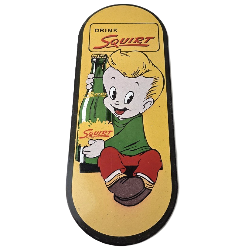 Vintage Squirt Soda Boy Sign - Gas Sales Pump Wall Service Porcelain Sign