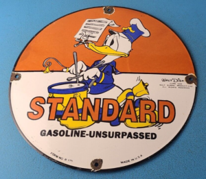 Vintage Standard Gasoline Sign Porcelain Gas Oil Pump Plate Walt Disney Sign 305858835905