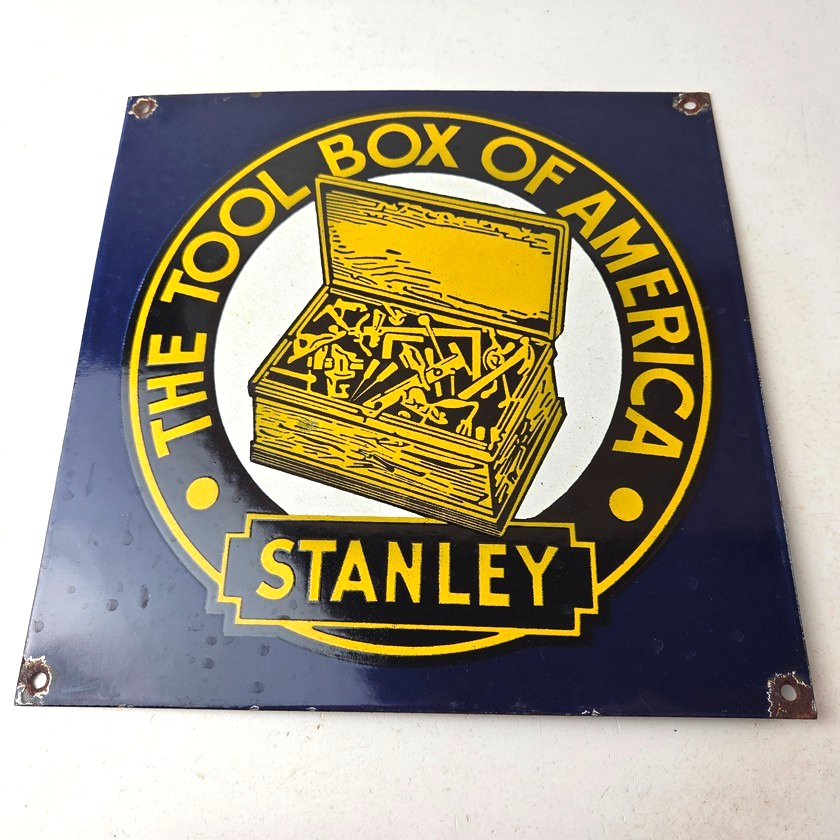 Vintage Stanley Tools Porcelain Sign - Gas Auto Mechanic Garage Shop Sign - Image 15