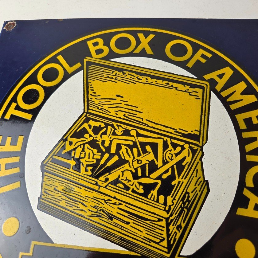 Vintage Stanley Tools Porcelain Sign - Gas Auto Mechanic Garage Shop Sign - Image 3