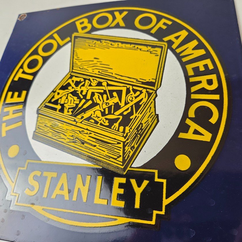 Vintage Stanley Tools Porcelain Sign - Gas Auto Mechanic Garage Shop Sign - Image 4