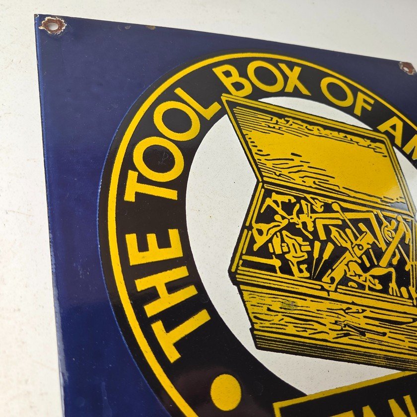 Vintage Stanley Tools Porcelain Sign - Gas Auto Mechanic Garage Shop Sign - Image 5