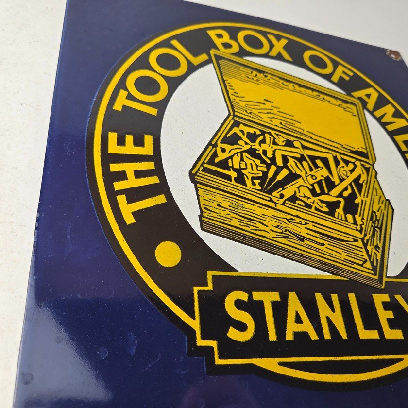 Vintage Stanley Tools Porcelain Sign - Gas Auto Mechanic Garage Shop Sign - Image 6