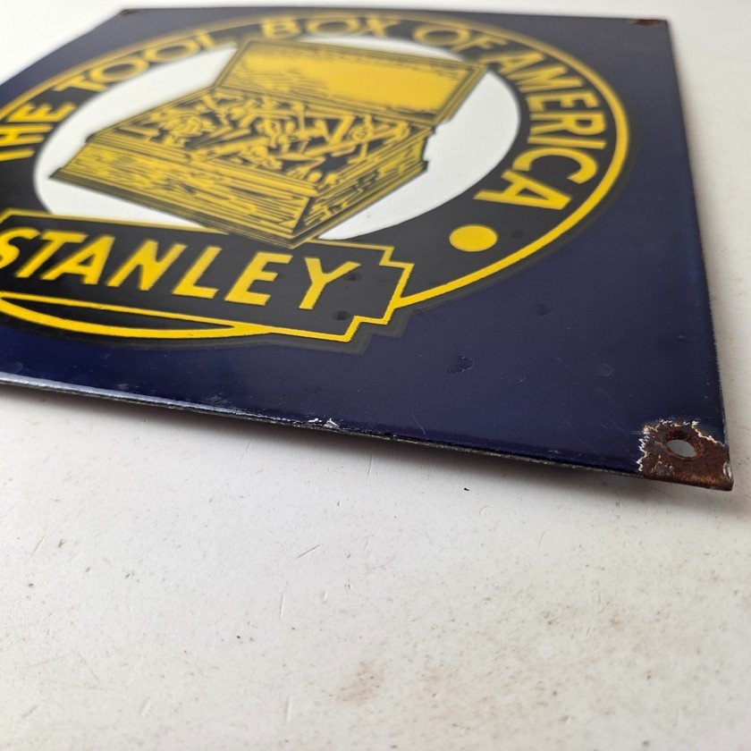 Vintage Stanley Tools Porcelain Sign - Gas Auto Mechanic Garage Shop Sign - Image 10