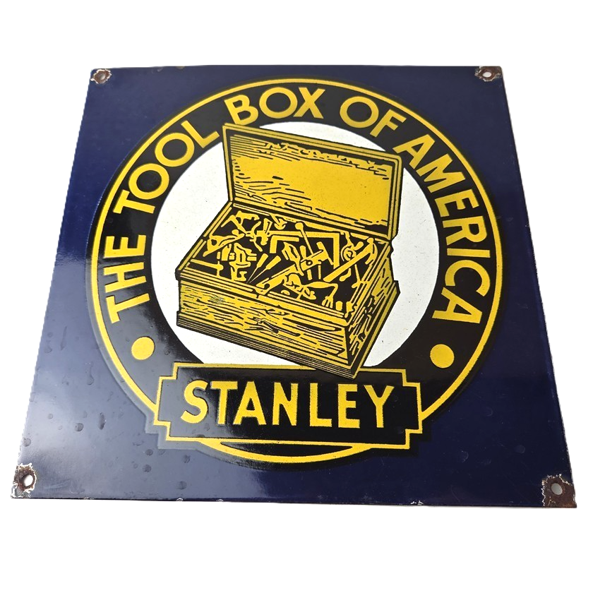 Vintage Stanley Tools Porcelain Sign - Gas Auto Mechanic Garage Shop Sign