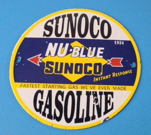 Vintage Sunoco Gasoline Sign Gas Service Station Pump Plate Porcelain Sign 305868086305