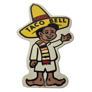 Vintage Taco Bell Sign - Fast Food Diner Gas Pump Porcelain Sign