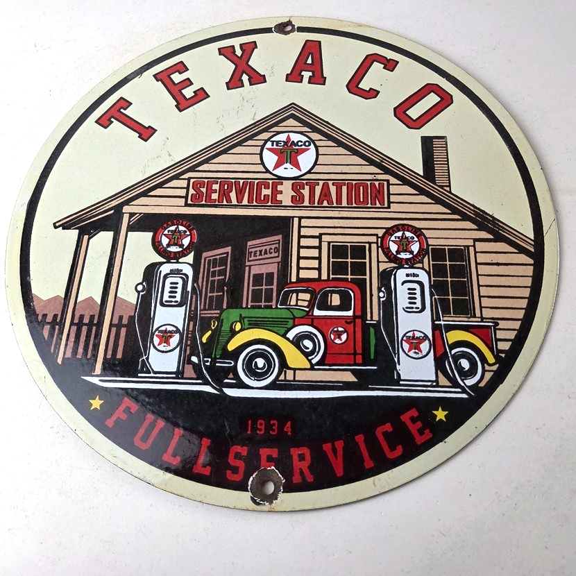 Vintage Texaco Gasoline Advertisement Sign - Gas Service Station Porcelain Sign - Image 15