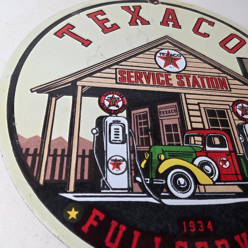 Vintage Texaco Gasoline Advertisement Sign - Gas Service Station Porcelain Sign - Image 6
