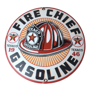 Vintage Texaco Sign - Fire Chief Gasoline Service Gas Pump Porcelain Sign