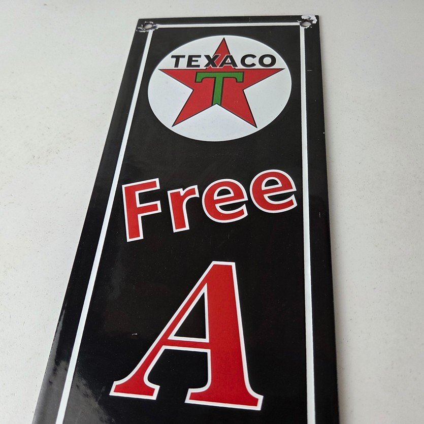Vintage Texas Sign - Free Air Texaco Gasoline Pump Shop Porcelain Sign - Image 3