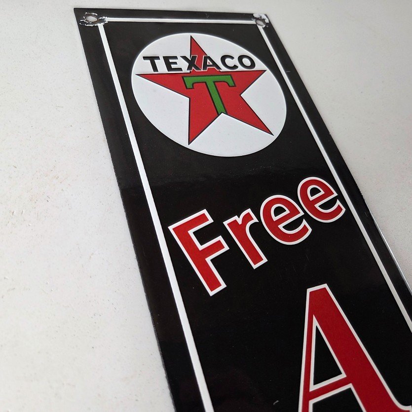 Vintage Texas Sign - Free Air Texaco Gasoline Pump Shop Porcelain Sign - Image 5
