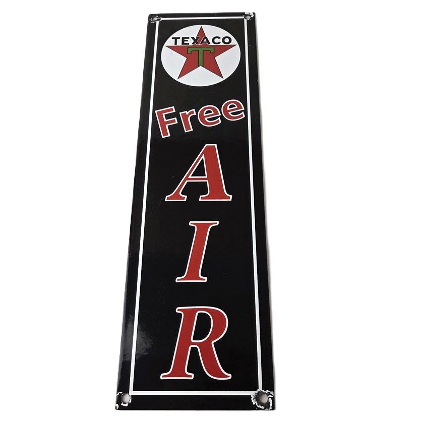 Vintage Texas Sign - Free Air Texaco Gasoline Pump Shop Porcelain Sign