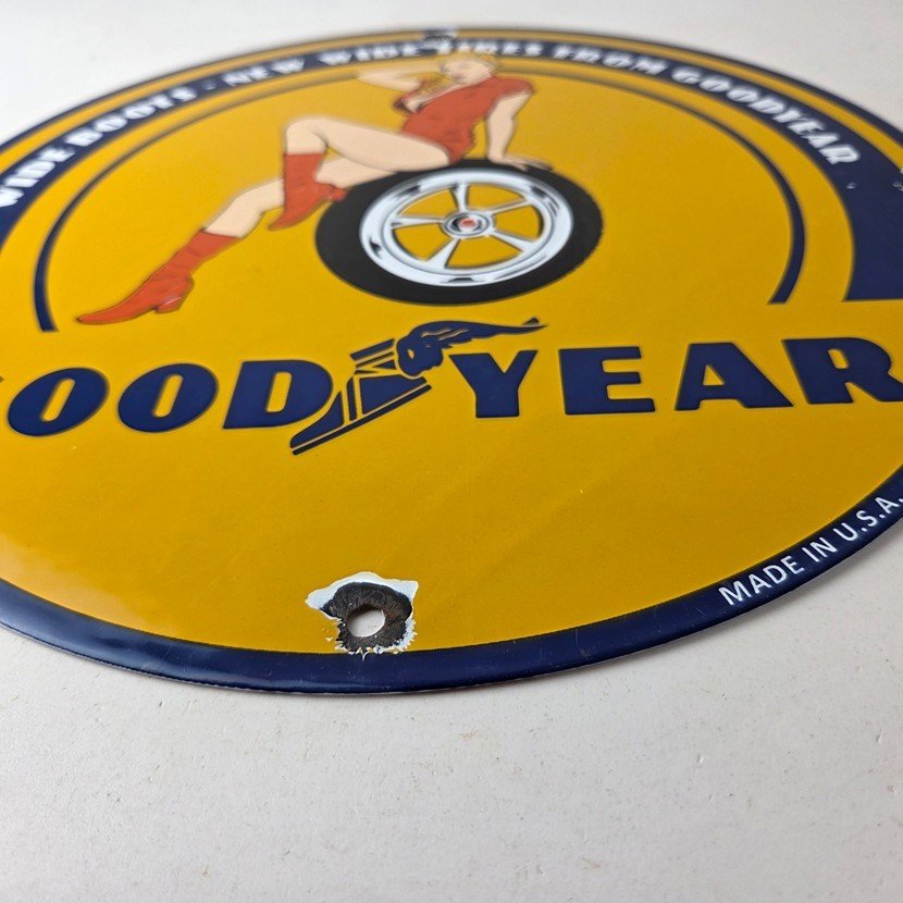 Vintage Tires Sign - Pinup Girl Sign Gas Motor Oil Pump Porcelain Sign - Image 14