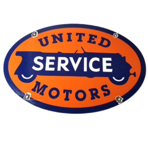 Vintage United Motors Service Porcelain Sign - Auto Chevy Gas Pump Sign