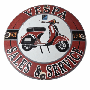 Vintage Vespa Sign - Gas Motorcycle Bike Gas Pump Porcelain Sign