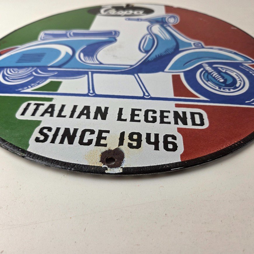 Vintage Vespa Sign - Italian Gas Service Station Porcelain Advertising Sign - Image 10