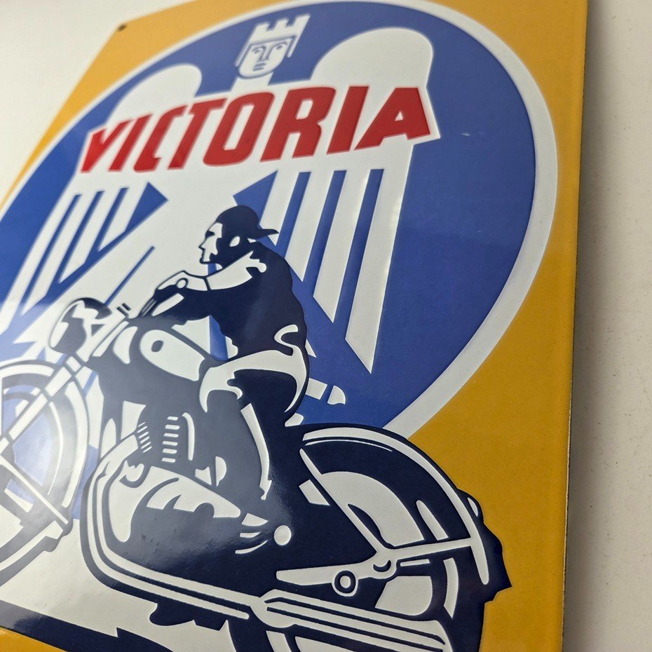 Vintage Victoria Motorcycles Sign - Authorized Dealership Bike Gas Pump Sign - Image 13