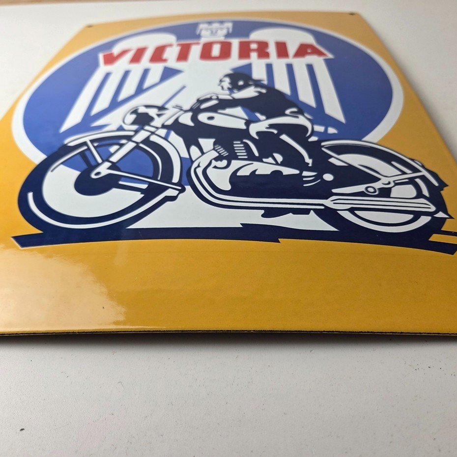Vintage Victoria Motorcycles Sign - Authorized Dealership Bike Gas Pump Sign - Image 15