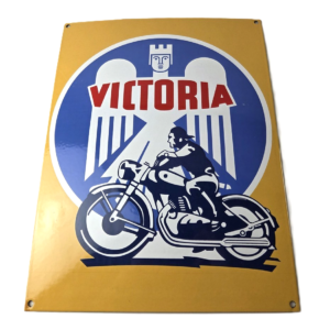 Vintage Victoria Motorcycles Sign - Authorized Dealership Bike Gas Pump Sign