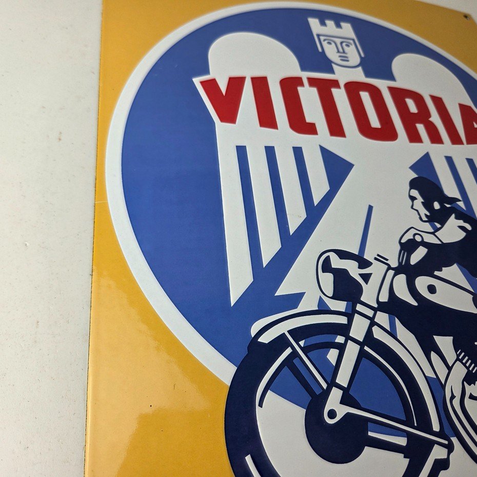 Vintage Victoria Motorcycles Sign - Authorized Dealership Bike Gas Pump Sign - Image 6